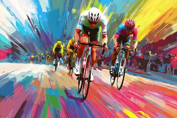 Abstract colorful road cycling sports race illustration