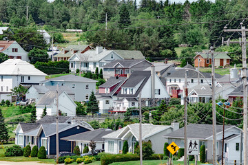 Scenic Suburban Neighborhood with Colorful Homes and Greenery