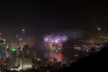 A Spectacular Fireworks Display Illuminates the Hong Kong's Victoria Harbour