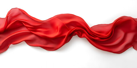 wave red silk fabric. 3d. material. texture. fluttering translucent fabric isolated on transparent background