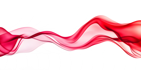 wave red silk fabric. 3d. material. texture. fluttering translucent fabric isolated on transparent background