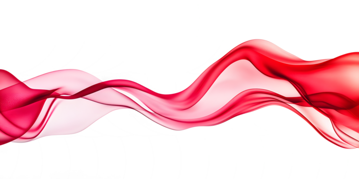 wave red silk fabric. 3d. material. texture. fluttering translucent fabric isolated on transparent background