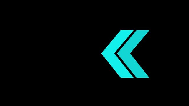 Animated looping swipe left arrow pointing to the right isolated on a black background.