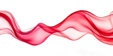 wave red silk fabric. 3d. material. texture. fluttering translucent fabric isolated on transparent background