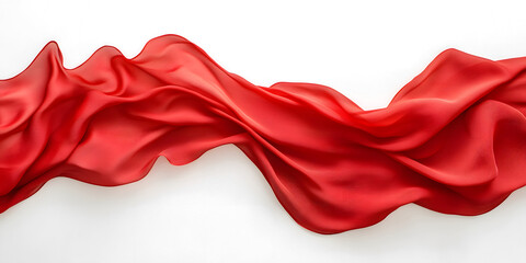 wave red silk fabric. 3d. material. texture. fluttering translucent fabric isolated on transparent background
