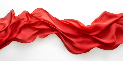 wave red silk fabric. 3d. material. texture. fluttering translucent fabric isolated on transparent background
