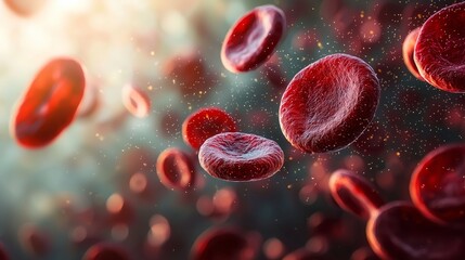 High Detail View of Red Blood Cells in Motion