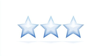 Obraz premium Three stars are shown in a row, each with a blue outline. The stars are all white and appear to be shining brightly. Concept of achievement or success