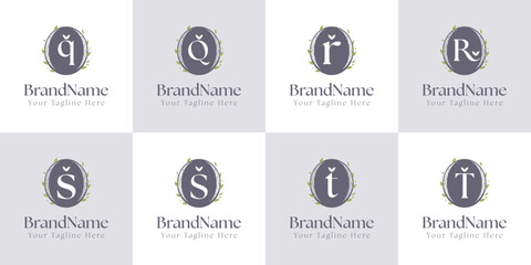 Letter Q R S T Nature Logo Set, symbolizing growth, sustainability, and harmony