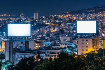 Blank white outdoor billboard on blue sky background with clipping path signboard, outdoor board mockup, billboard mock up for advertisement, adds presentation for companies, shops. 