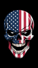 American Flag Skull Illustration Patriotic Design