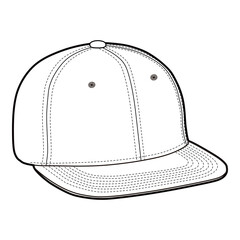 Snapback Cap Technical Drawing Side View Flat Brim

