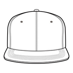 Snapback Cap Technical Drawing Front View Flat Brim

