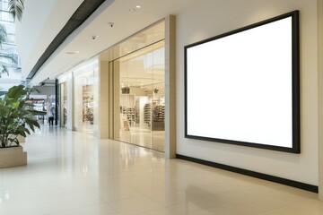 Blank billboard poster mockup in the shopping mall. Empty advertising billboard mockup.