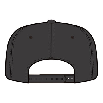 recommend clip art: Back view of black cap with adjustable snapback closure and button top detail.
                    