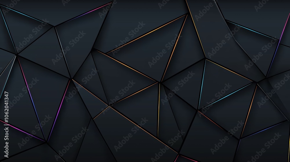 Poster black and colorful abstract background with a lot of triangles. the background is made up of many di