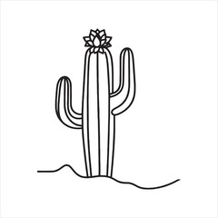 single one line violet boho cactus and saturn silhouette on white background
