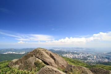 Scenic Cityscape View from Mountain Peak on a Clear Day, Tai Mo Shan, Hong Kong
