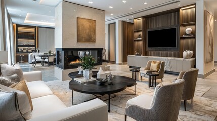 Luxurious contemporary interior with high-end finishes and stylish decor
