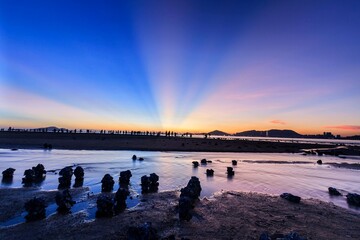Serene Coastal Sunset with Vibrant Sky Reflections, Ha Pak Nai, Hong Kong