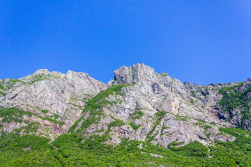 Rugged Mountain Landscape Under Clear Blue Sky