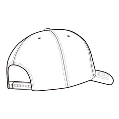 Duplicate angled back view of six-panel baseball cap with snapback closure and stitching details in minimalist style.
