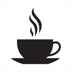 hot teacup silhouette on white background
