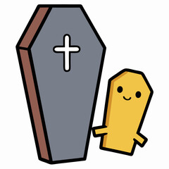 Fototapeta premium coffin-cross-white-background