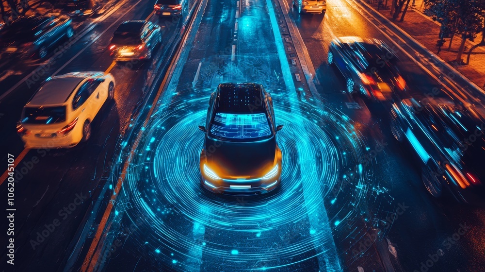 Aufkleber featuring autonomous technology for secure road scanning and self-parking, a smart car parking assis