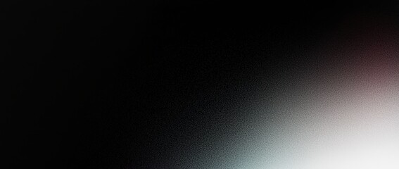 Design banner, header, backdrop with dark grainy gradient background, black white gray monochrome abstract noise texture