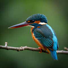  "Kingfisher Bird on Perch | Vibrant Wildlife Photography of Blue and Orange Kingfisher"