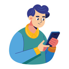 vector person using a smartphone on white background