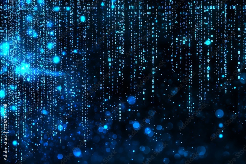 Aufkleber Imagination futuristic science fiction background technology future nanotech identification blue tech datum datum reality code binary high digit scientific virtual