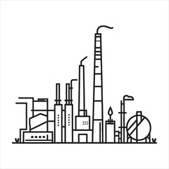 single one line Refinery icon silhouette on white background
