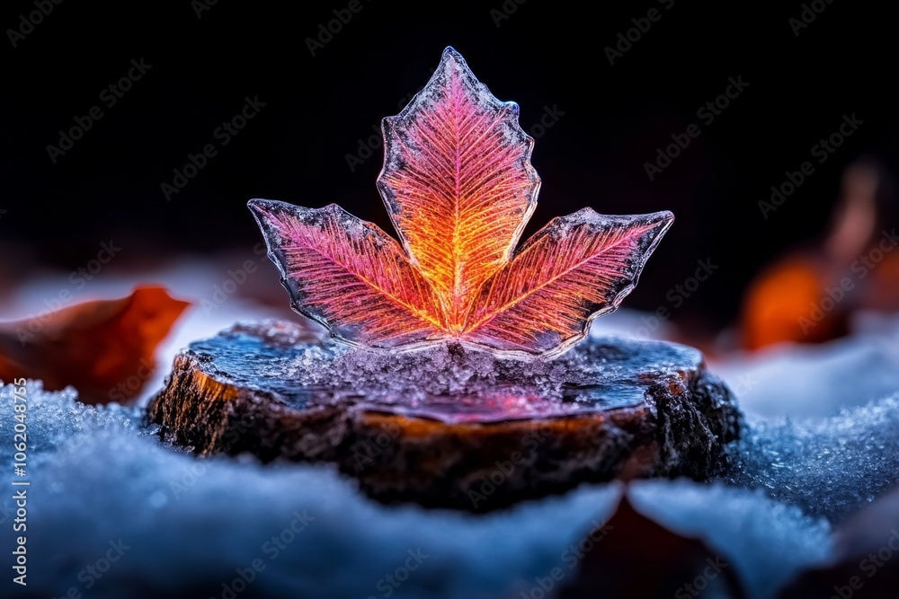 Aufkleber Digital frost forming on a holographic surface, capturing the futuristic and intricate design of winterâ€™s touch in a sci-fi world, symbolizing precision and elegance