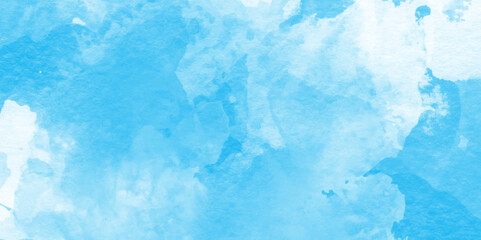 Blue watercolor abstract cloudy sky background, Abstract vector blue watercolor paint splash, Colorful gradient ink colors wet effect hand drawn paper texture background.
