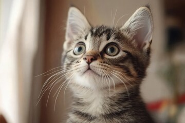 Charming cat observing with great curiosity