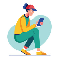 vector person using a smartphone on white background