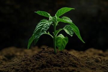 Fresh Green Plant Growing in Soil