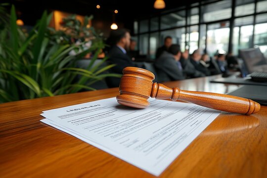 Judgeâ€™s gavel beside a bail receipt and legal papers, capturing the authoritative and procedural nature of the bail process, symbolizing structure and formality
