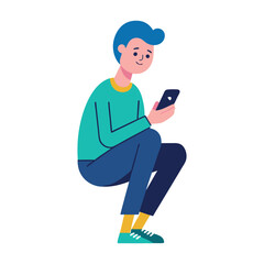 vector person using a smartphone on white background