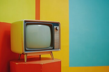 Vintage Television Against Colorful Background