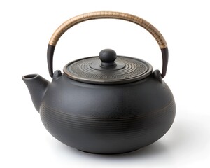 
Chinese teapot black, isolated on white background