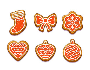 Charming Christmas Gingerbread Cookies Featuring Festive Shapes Like Stockings And Bows, Deliciously Decorated