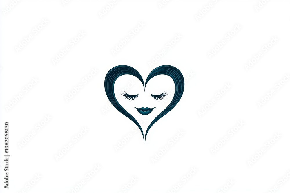 Poster simple outline of a heart with a shy smile inside, capturing the innocence and warmth of a crush in 