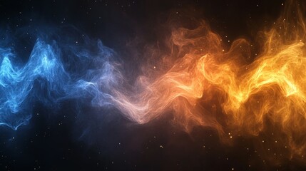 Obraz premium Blue Orange Smoke Abstract Wallpaper On Black Background