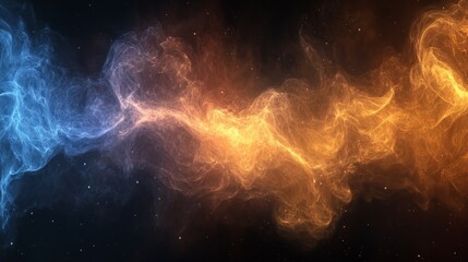 Obraz premium Blue Orange Smoke Abstract Wallpaper On Black Background