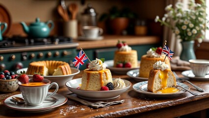 Naklejka premium British Pudding Day Delight: Warm, Golden, and Delicious