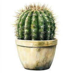 Cactus plant in the style of a watercolor painting