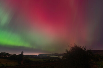 Northern lights above Blessington Lakes, County Wicklow, Ireland